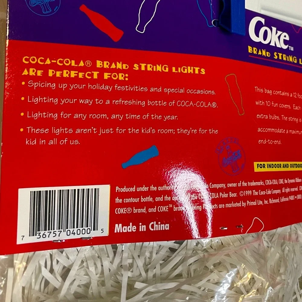 NWT 1999 Coca-Cola string lights (10pc) Brand new! Vintage pop art